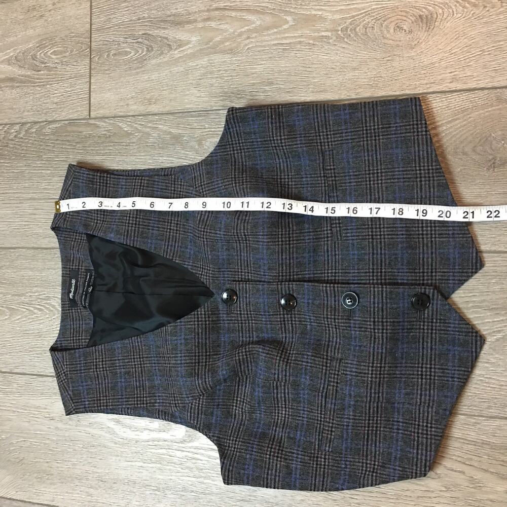 Madewell Wool-Blend Plaid Suiting Vest Women size 10 Italian Fabric - Picture 6 of 7